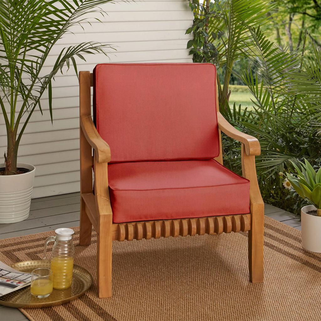 Mozaic Company Sunbrella Indoor/ Outdoor Corded Chair Cushion Set - 22" x 22" x 4" Canvas Spa