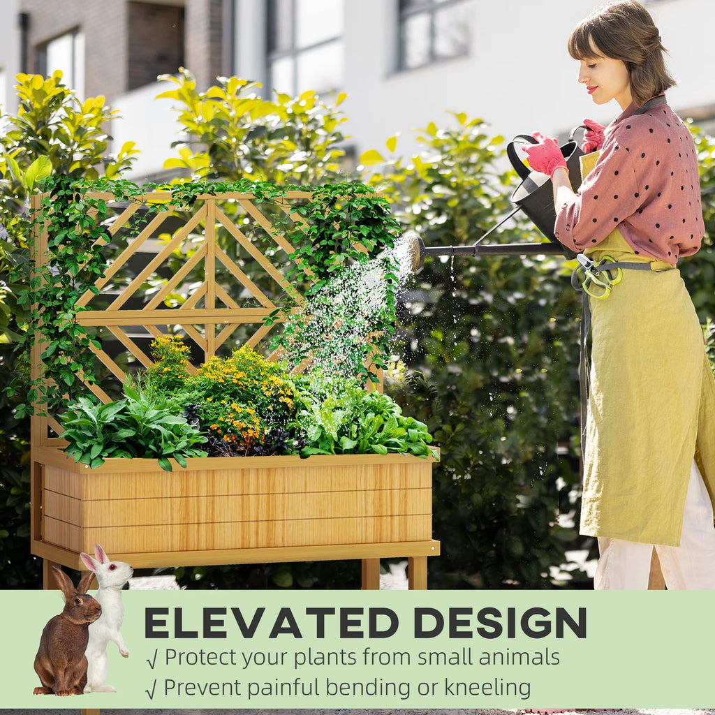 GHooa Raised Garden Bed with Trellis for Climbing Plants 41.25" W x 17.75" D x 55" H-Gray