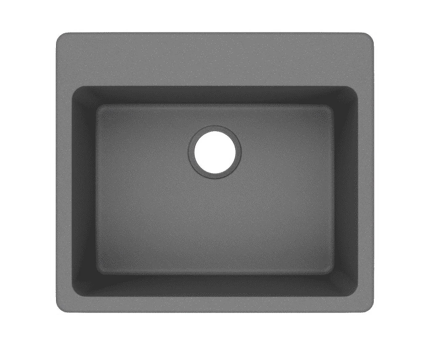 Elkay Quartz Classic 25" x 22" x 9-1/2", Single Bowl Drop-in Sink, Greystone