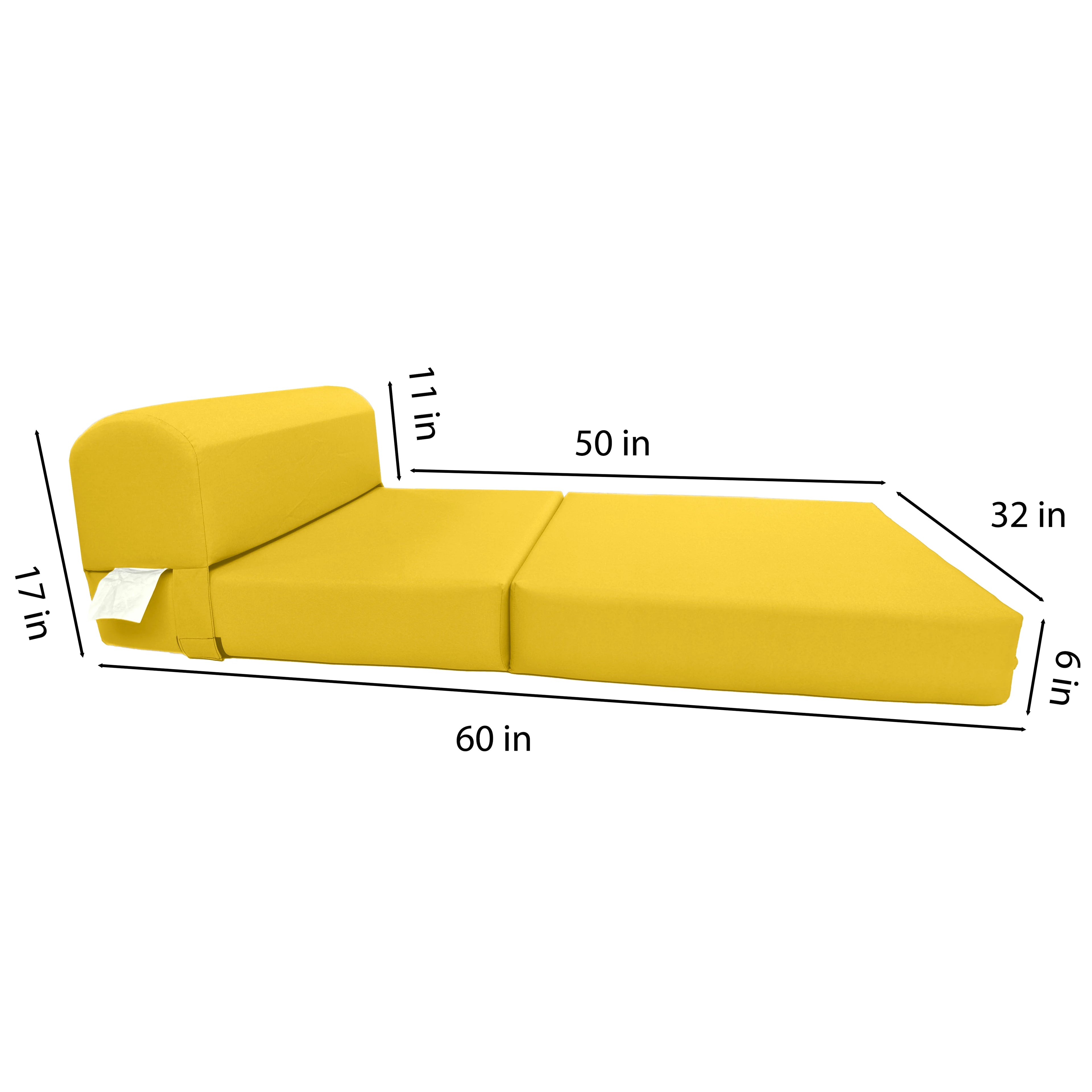 Yellow Sleeper Chair Folding Foam Beds, Portable Studio Sofa Guest Bed, 6 x 32 x 70