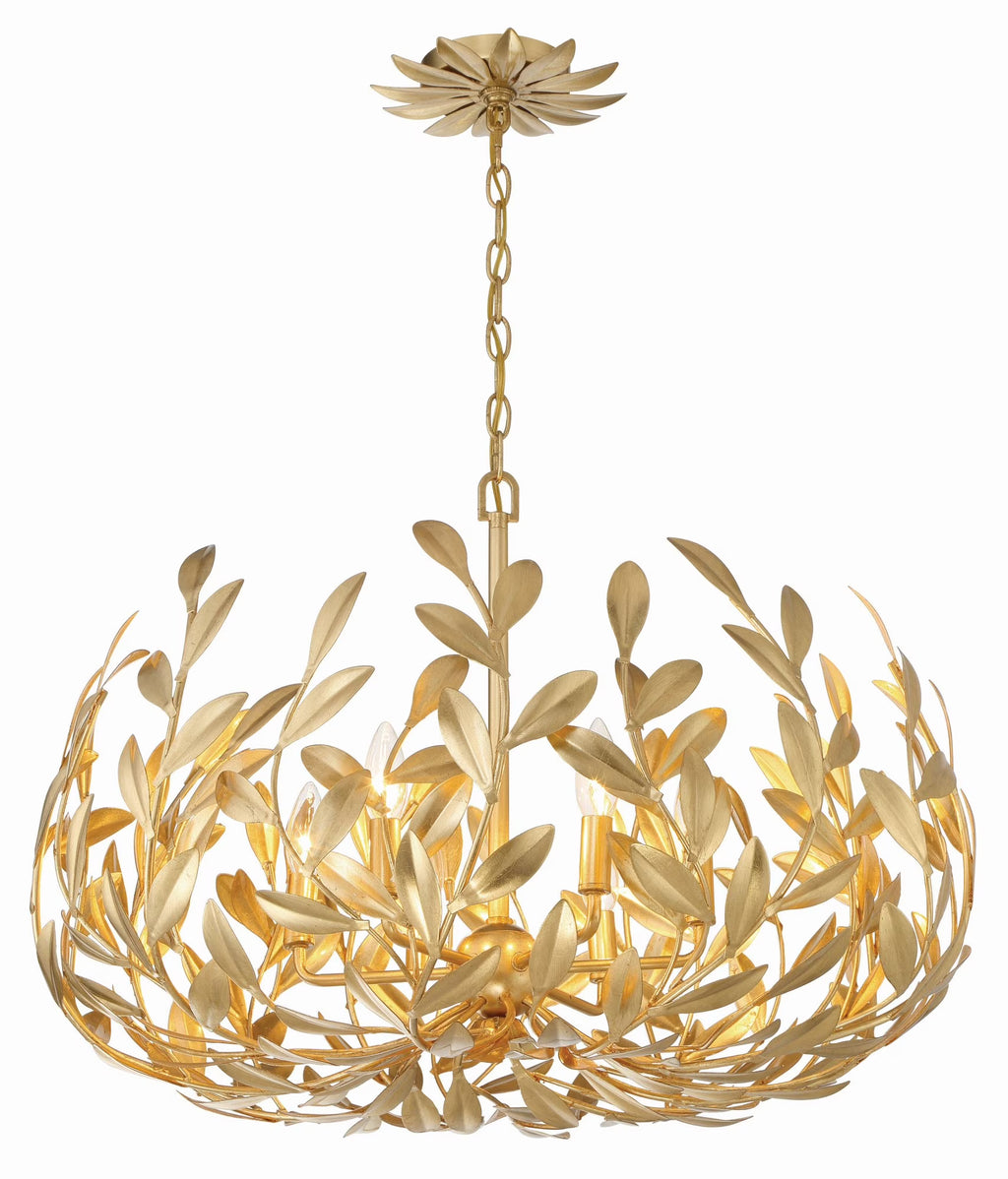 Crystorama Broche 6 Light Antique Gold Chandelier - 27"W x 19"H x 27"D