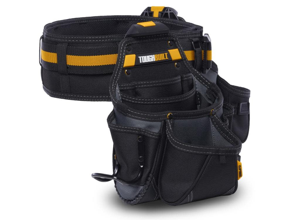 Toughbuilt 2021899 12.5 x 20.5 x 9 in. 27 Pocket Polyester Tradesman Tool Belt Set, Black & Yellow