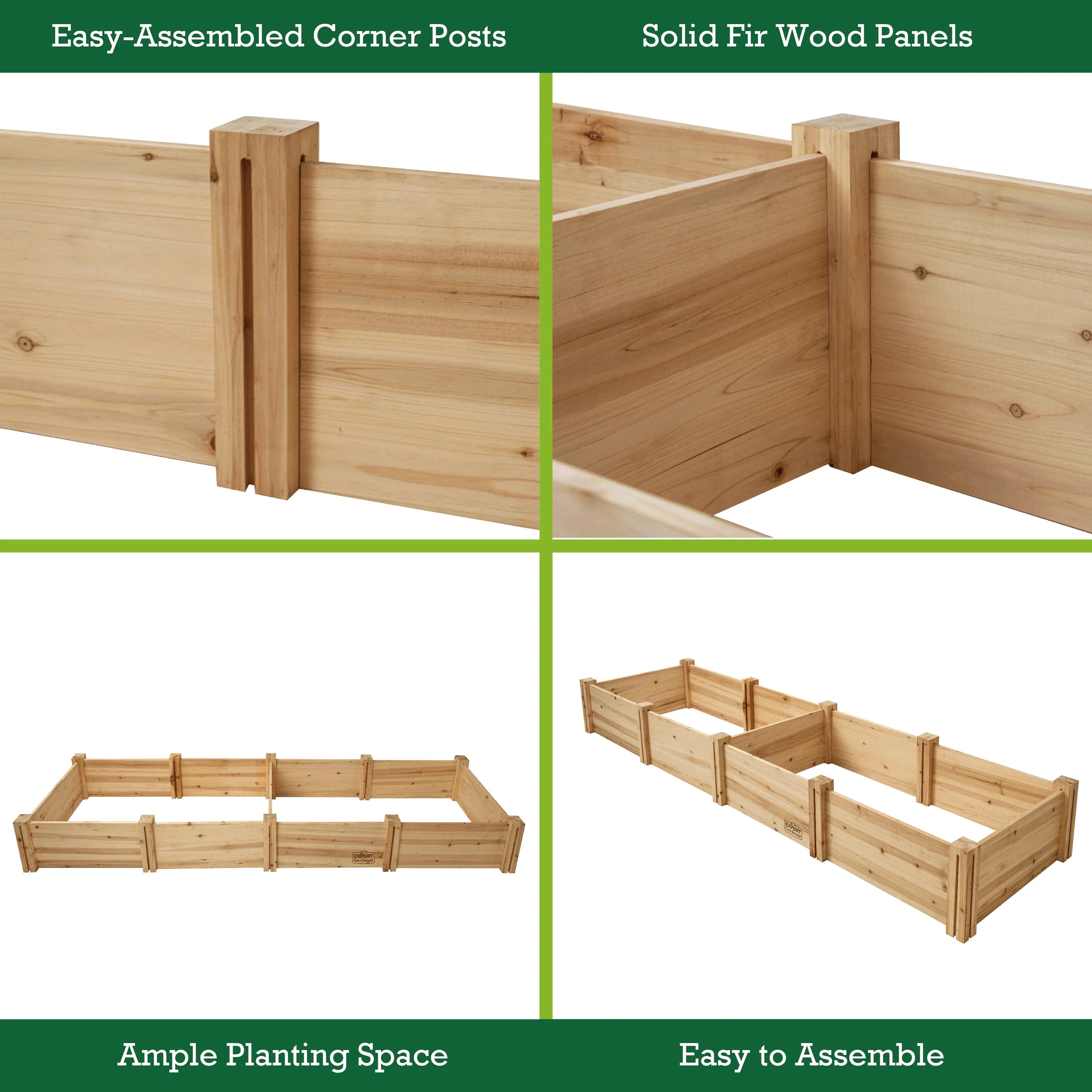 Expert Gardener Outdoor Wood Garden Bed, 7.4 ft L x 2 ft W x 10.6 in H