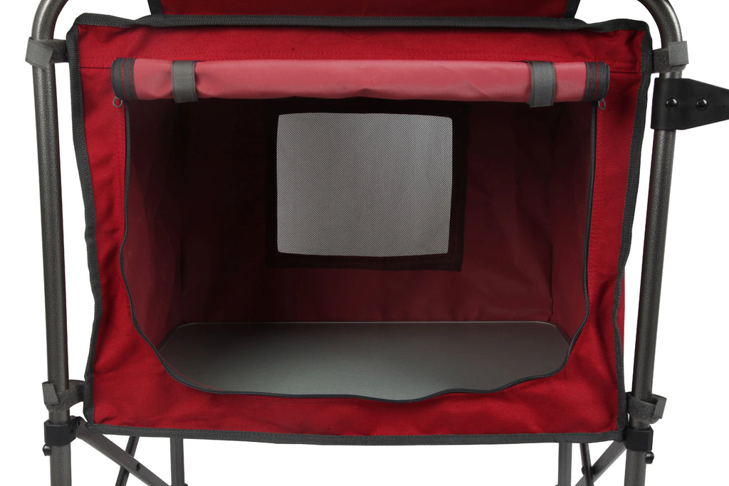 Trail Deluxe Camping Kitchen with Storage, Silver and Red, 31 Height" x 13 width" x 8.25 length"