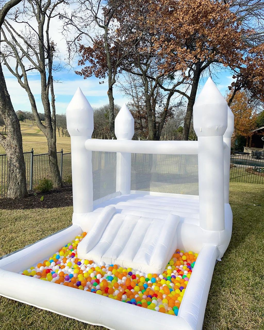 Connsann White Bounce House Oxford with Air Blower & Ball Pit for Kids Birthday Party, 13' x 8' x 8'