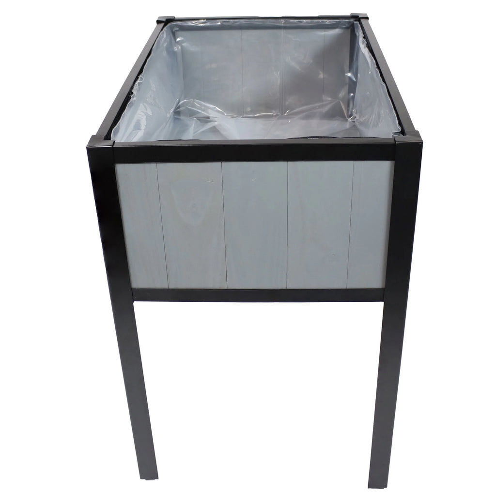 Sunnydaze 29.25" x 20" x 30.75" Gray Acacia Wood Rectangular Raised Garden Bed with Legs