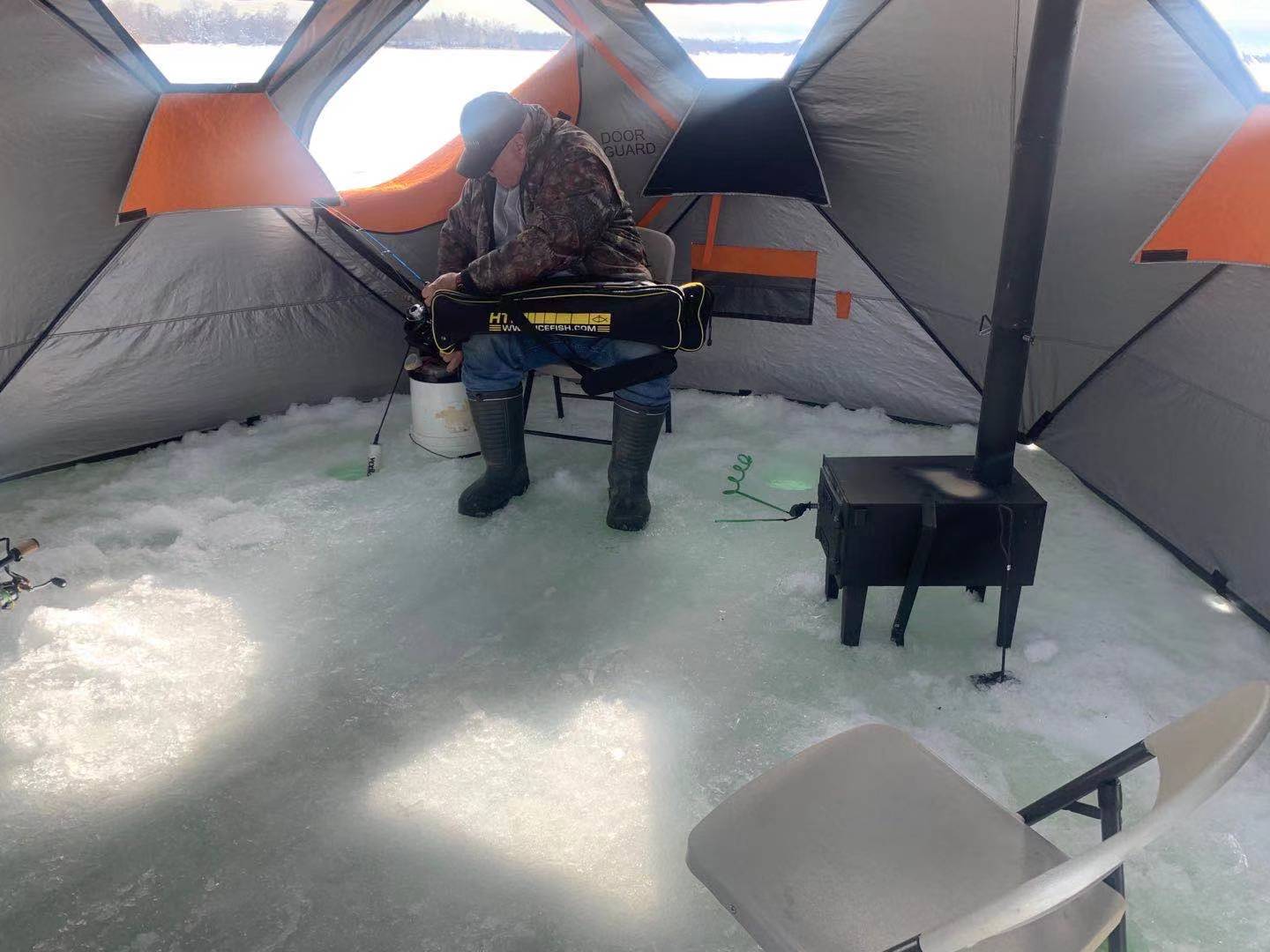 Nordic Legend AURORA LODGE 12' x 12' x 7.5" Tall Portable Ice Fishing Shelter with Single Door