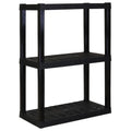 Hyper Tough 3-Tier Shelving Unit, W30 x D14 x H39" Multipurpose Garage Plastic Shelf Organizer, Black