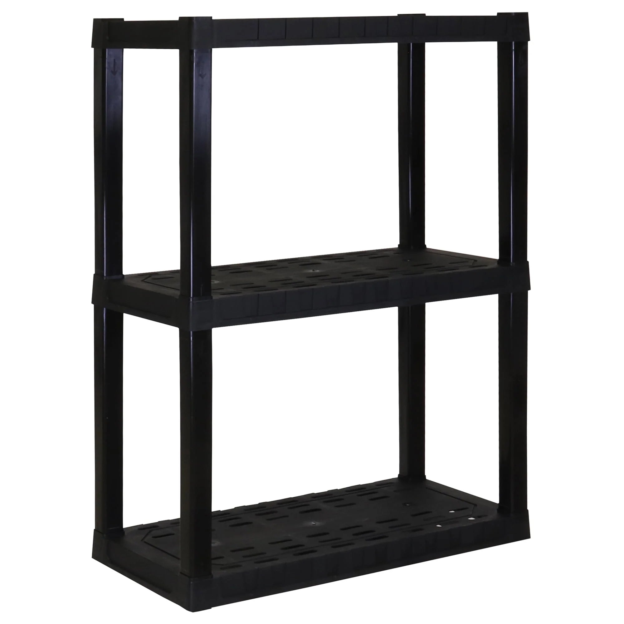 Hyper Tough 3-Tier Shelving Unit, W30 x D14 x H39" Multipurpose Garage Plastic Shelf Organizer, Black