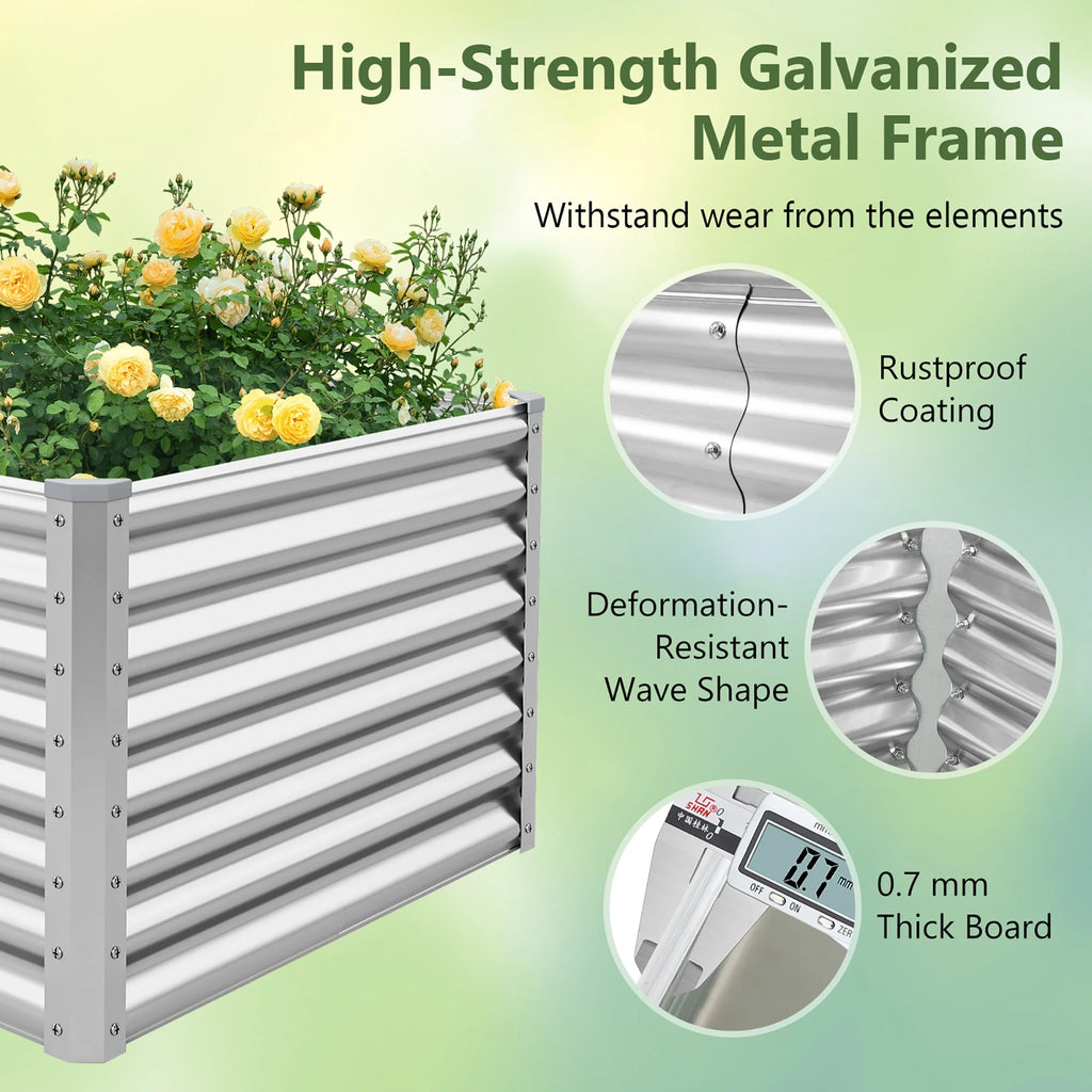 Gymax Raised Garden Bed Large Metal Planter Box Kit for Vegetable Herb 6' x 3' x 2'