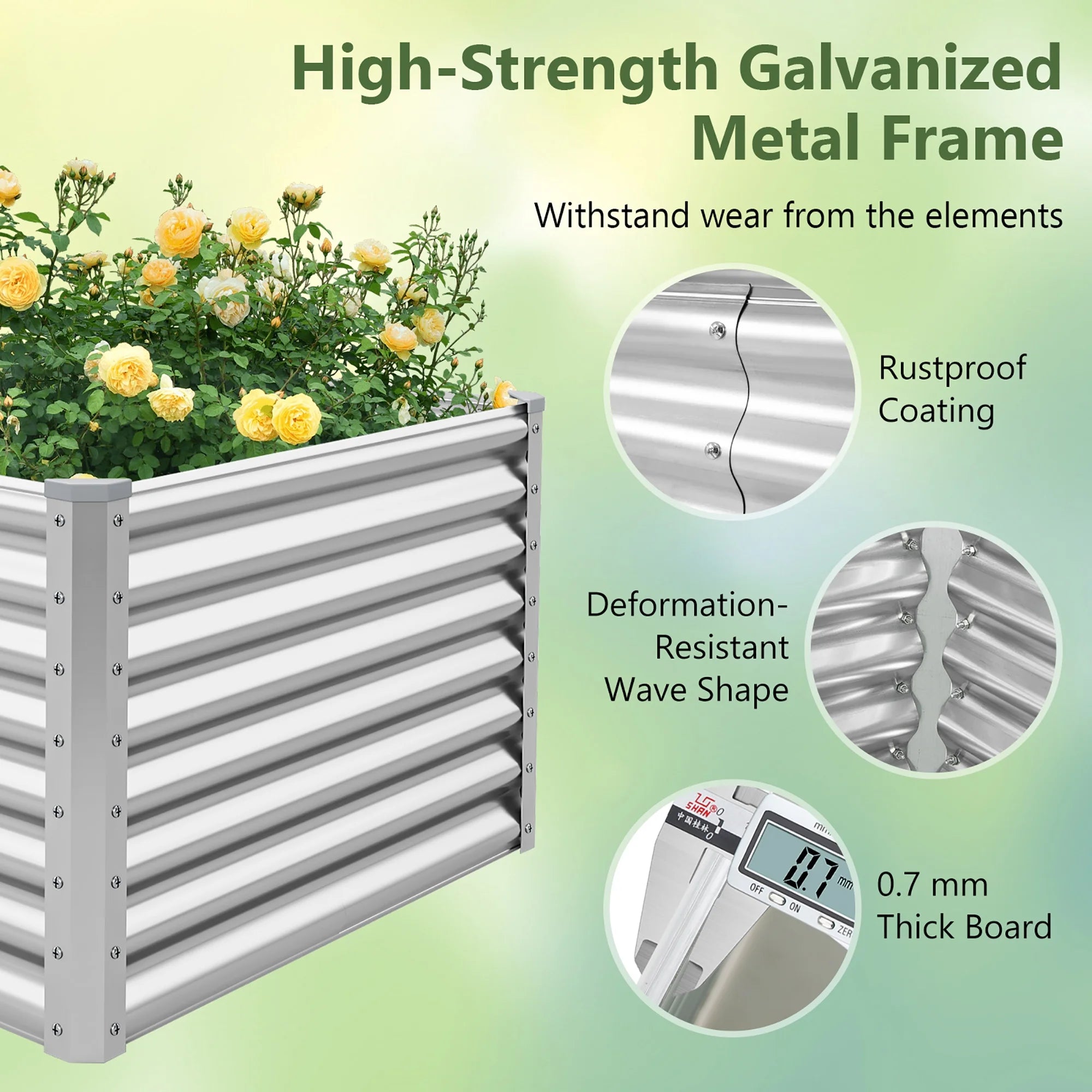 Gymax Raised Garden Bed Large Metal Planter Box Kit for Vegetable Herb 6' x 3' x 2'