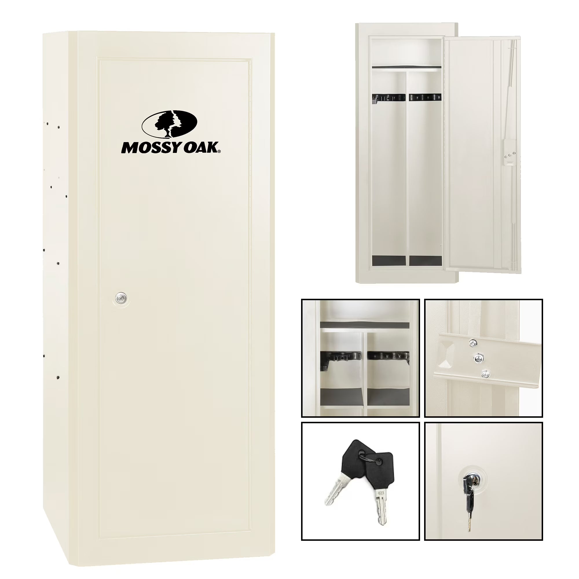 Mossy Oak 18 Gun Security Cabinet, 21 in x 18 in x 55 in, Rifle, Key Lock, White