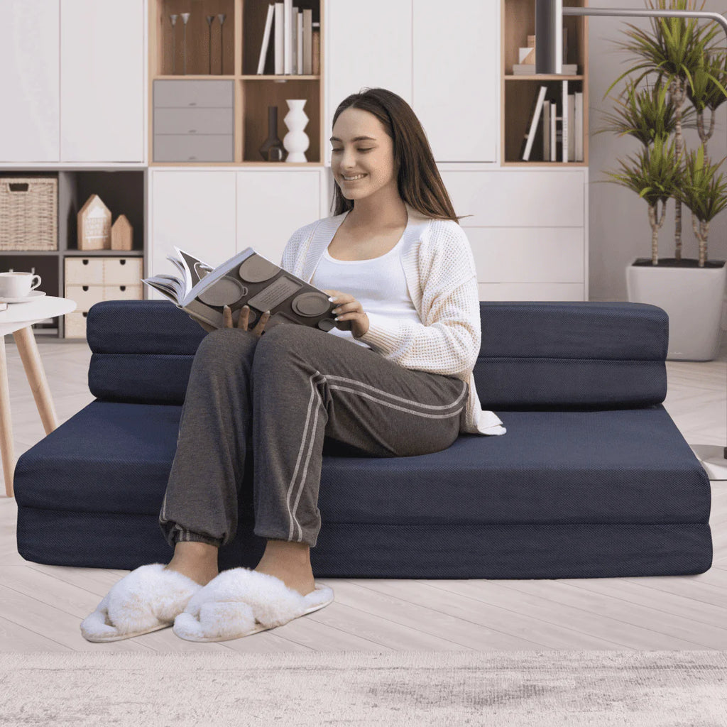 Tri-Fold Foam Folding Mattress and Sofa Bed for Guests - Queen 78 x 58 x 4.5 Inch