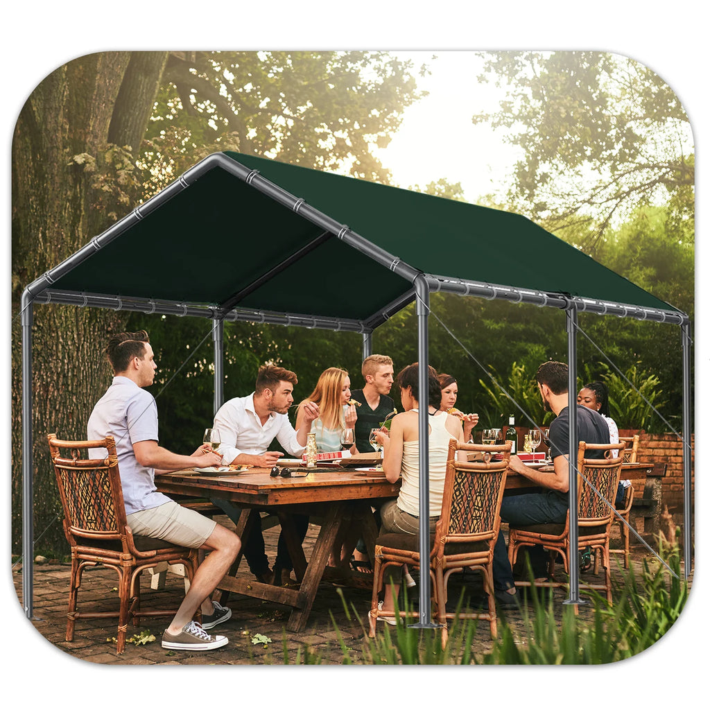 TANGJEAMER 10.00 x 20.00 x 9.20 Feet Beige Carport