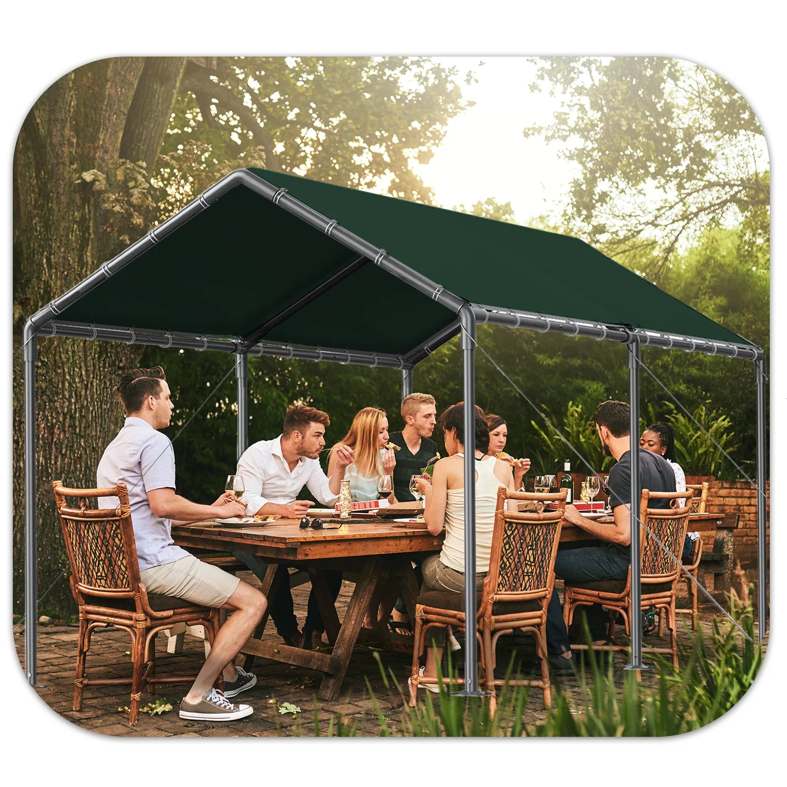 TANGJEAMER 10.00 x 20.00 x 9.20 Feet Beige Carport