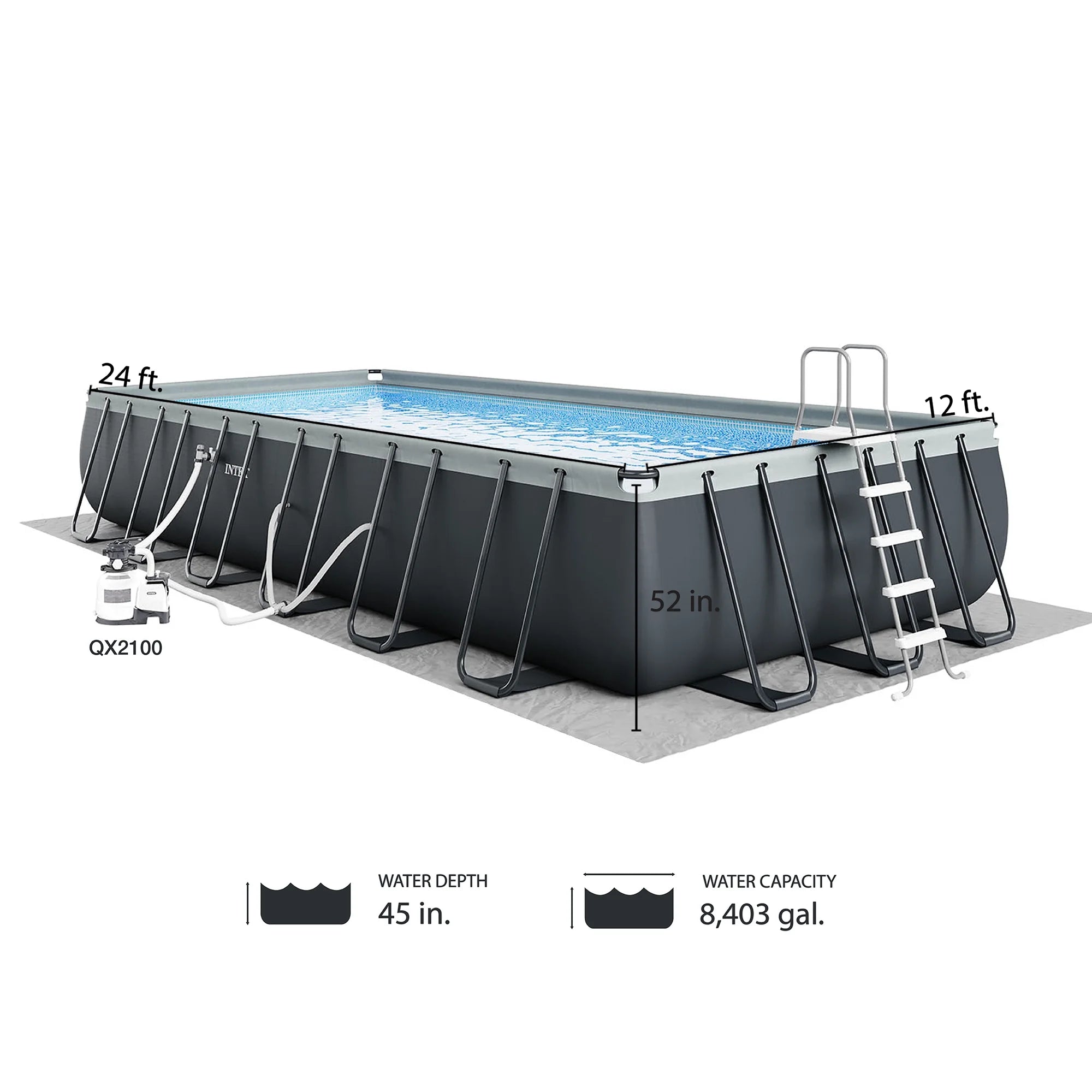 INTEX Ultra XTR 24' x 12' x 52" Above Ground Swimming Pool Set w/ Pump