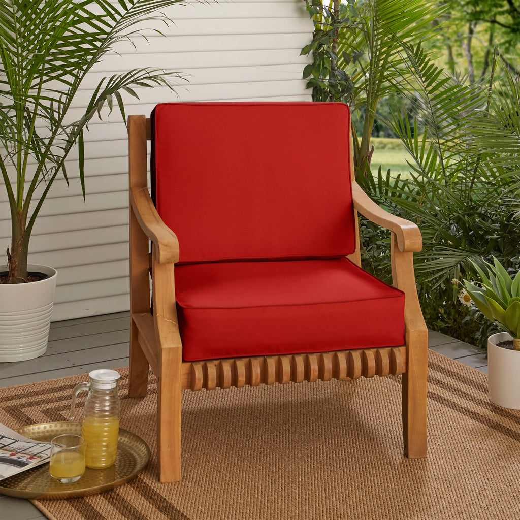 Mozaic Company Sunbrella Indoor/ Outdoor Corded Chair Cushion Set - 22" x 22" x 4" Canvas Spa