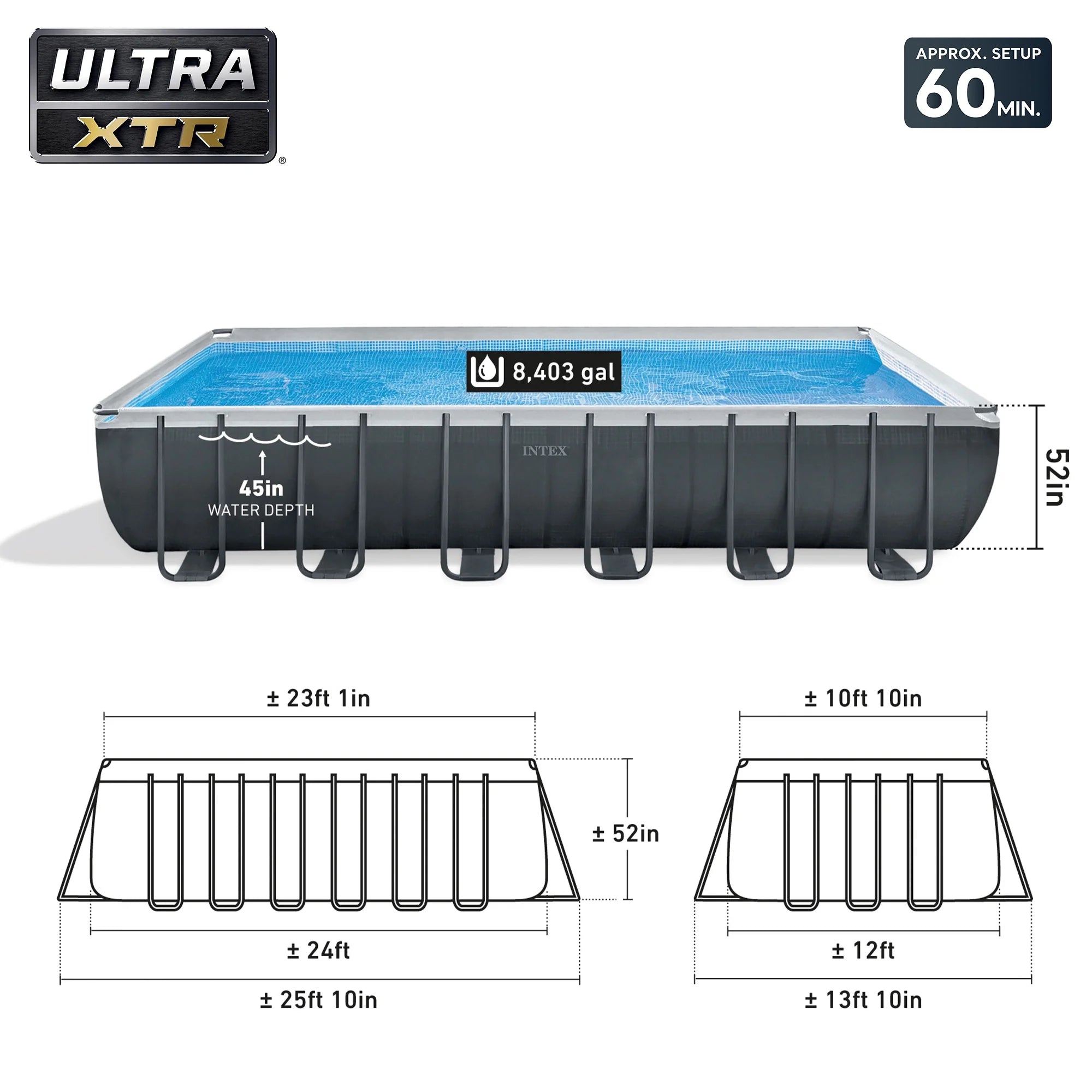 INTEX 24ft x 12ft x 52in Ultra XTR Above Ground Pool, Floats (2 Pack), & Inflatable Cooler