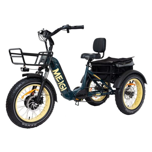 750W Foldable Electric Trike - 48V 14Ah Fat Tire 3 Wheel E-Bike with Baskets