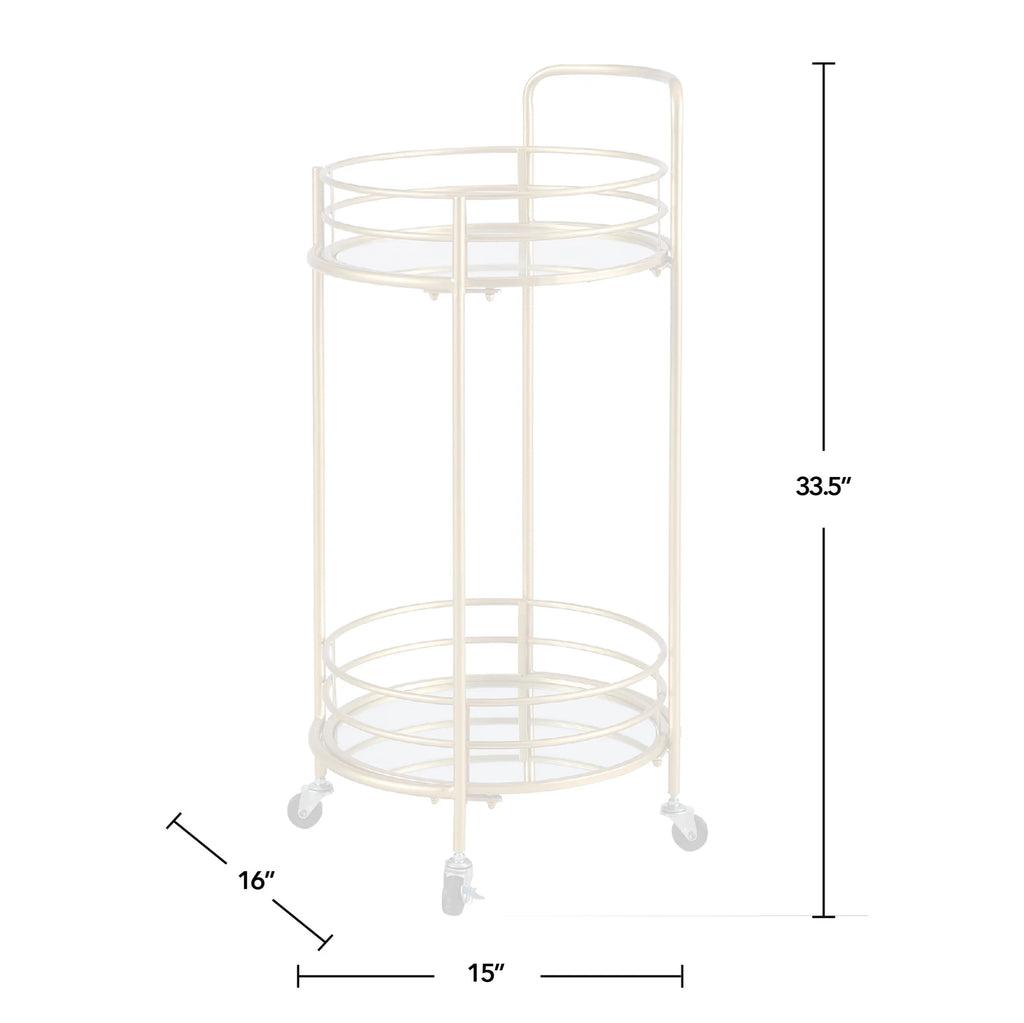 FirsTime & Co. Gold Joliet Mirrored Bar Cart, Industrial, Metal, 16 x 16 x 33.5 in