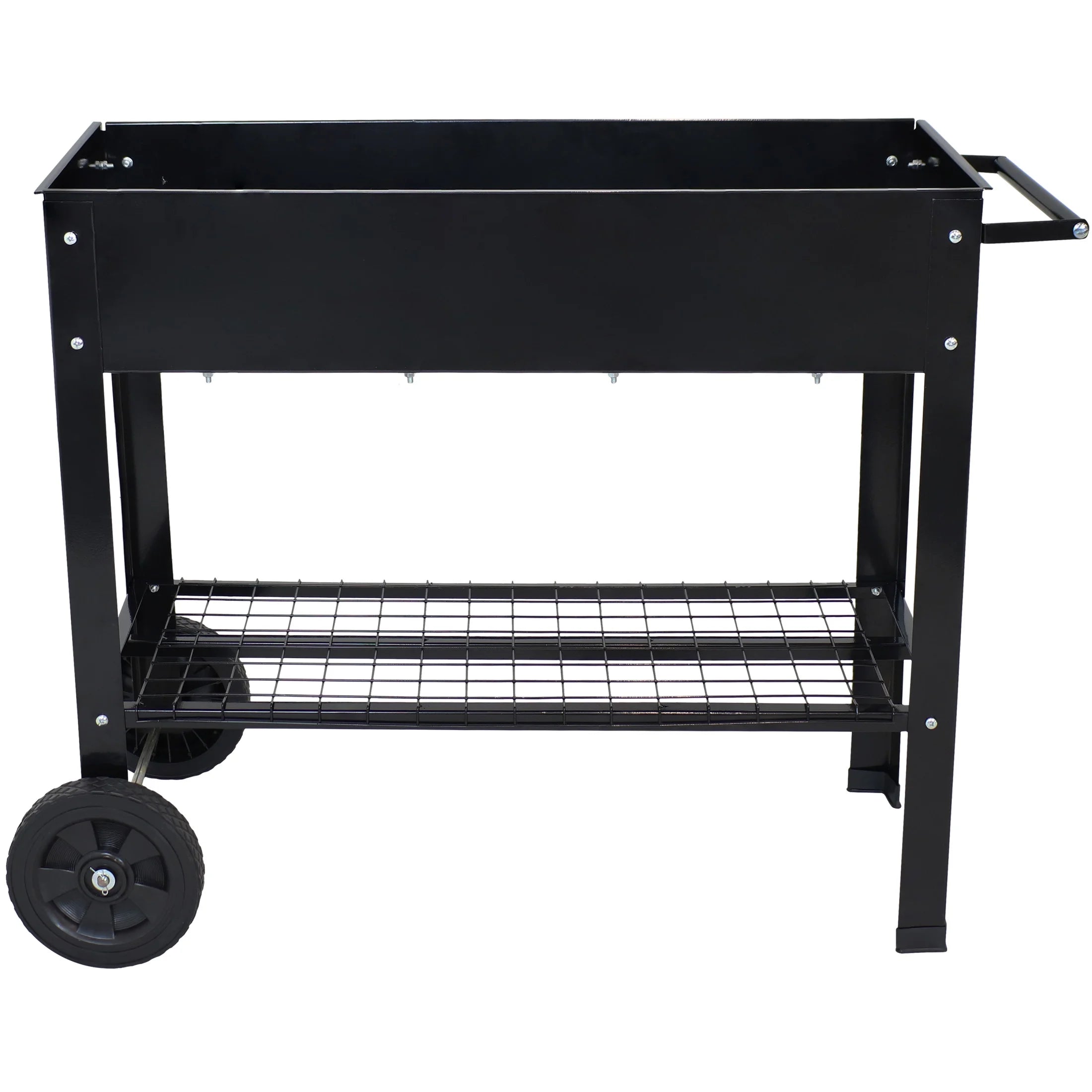 Sunnydaze 43.5" x 20.75" x 31.75" Blue Galvanized Steel Raised Garden Bed Cart with Wheels