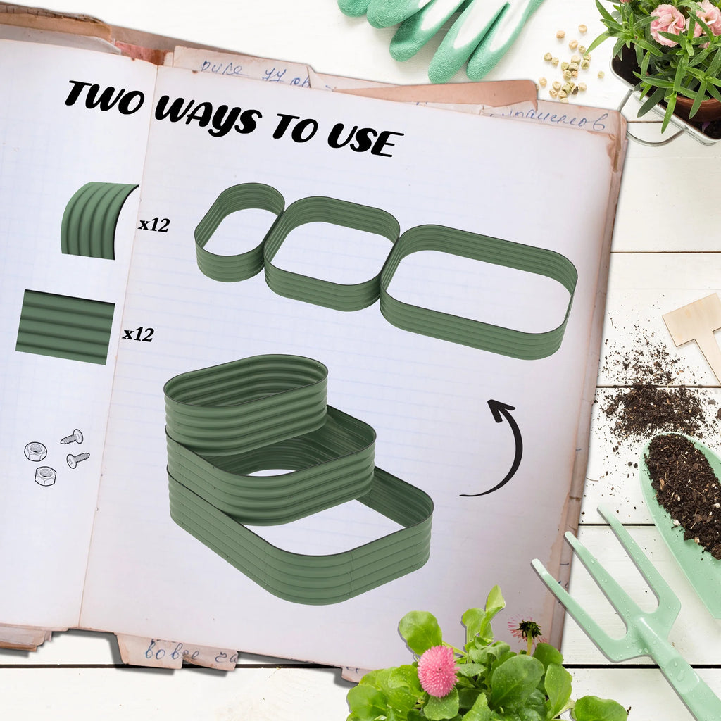 Outsunny 3-Tier Raised Garden Bed 62.25" x 43" x 32.25" Planter Set, Green