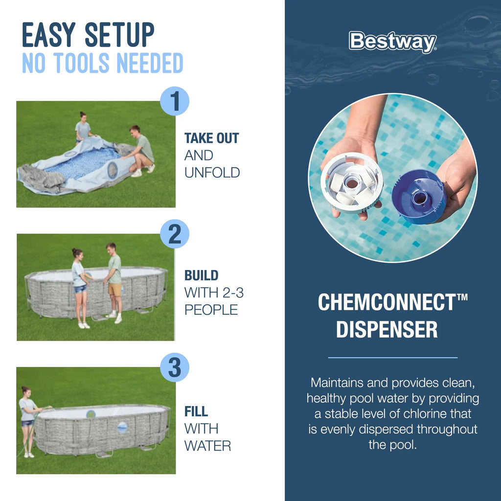 Bestway Metal Frame Above Ground Pool Oval 14 ft. x 8 ft. 2 in. x 39.5 in.