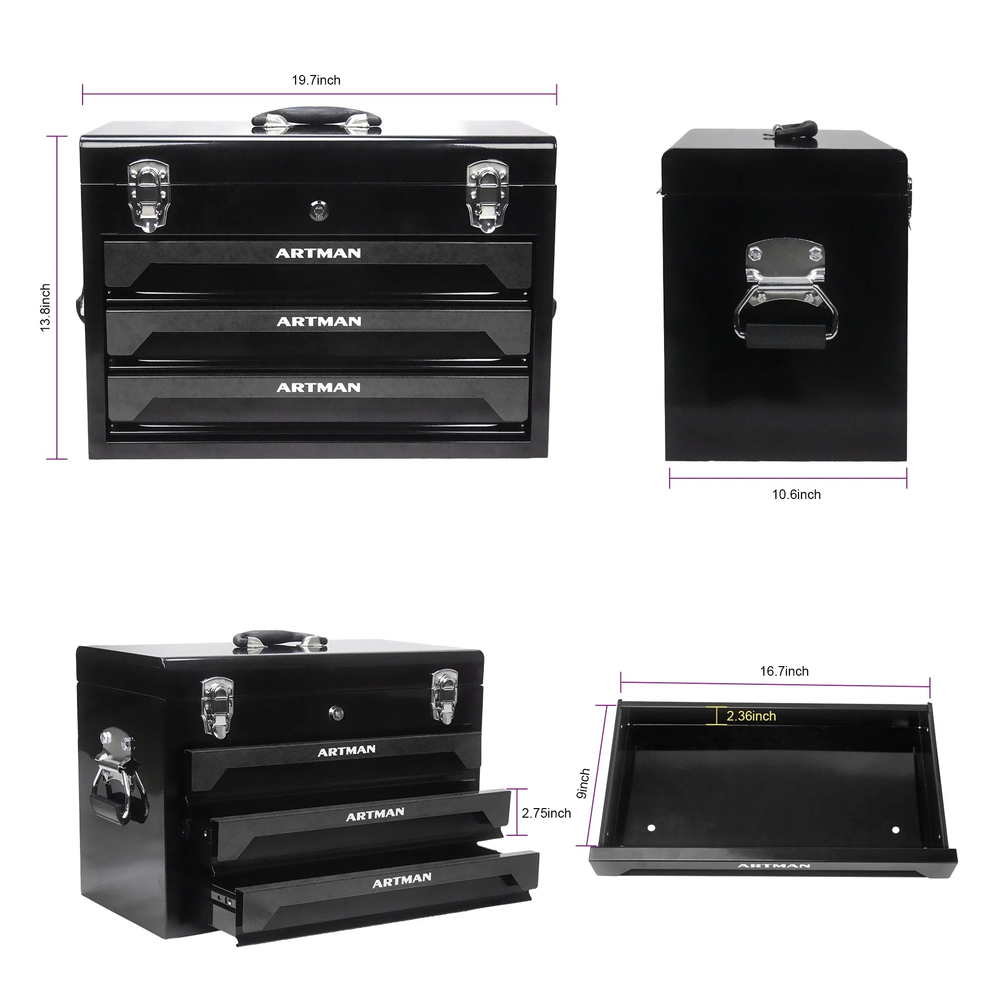 Seizeen Heavy Duty Universal Mechanic Tool Set, Metal Black, 19.7"x 10.6" x 13.86", 339 Count