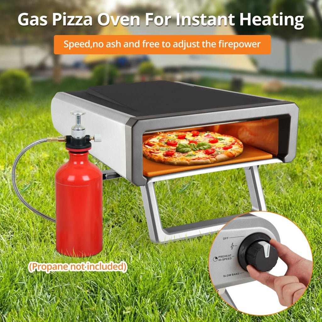 Wildbreak Ourdoor Gas Propane Pizza Oven, 22.8 x 16.5 x 7.1", With Accessories Kit, Silver & Black