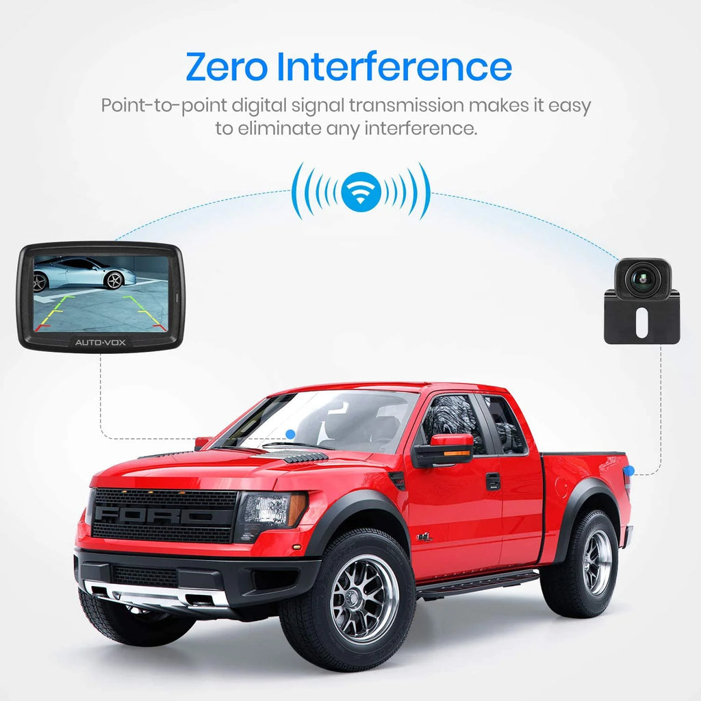 Auto-Vox Wireless Backup Digital Wireless Reverse Camera for Trailer, Black, 4.50 x 0.50 x 3.40 in