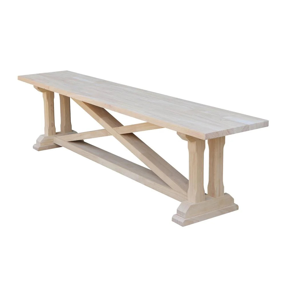 Double X-Back Bench With Arms and Shelf