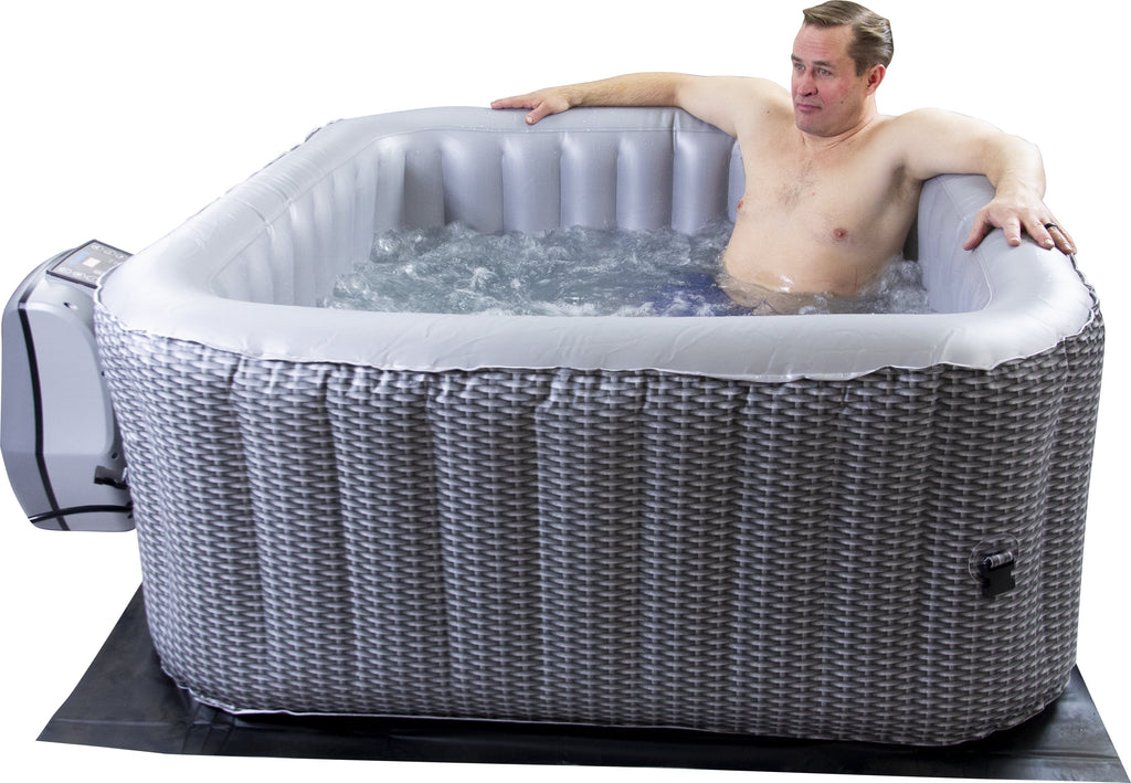 Avenli 4-Person Inflatable Square Spa, Silver Birch, 58" x 58" x 25"