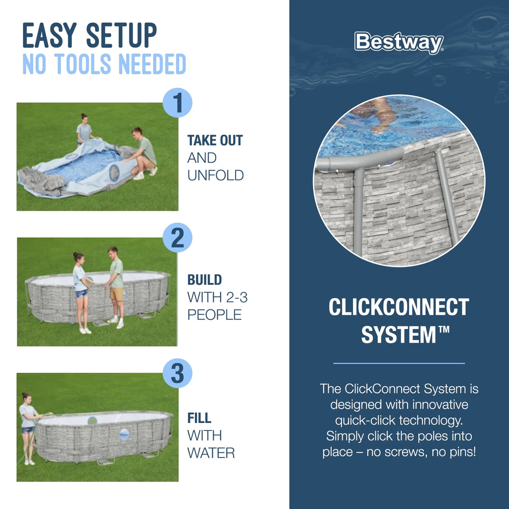 Bestway Power Steel Swim Vista 14' x 8'2" x 39.5" Above Ground Pool Set