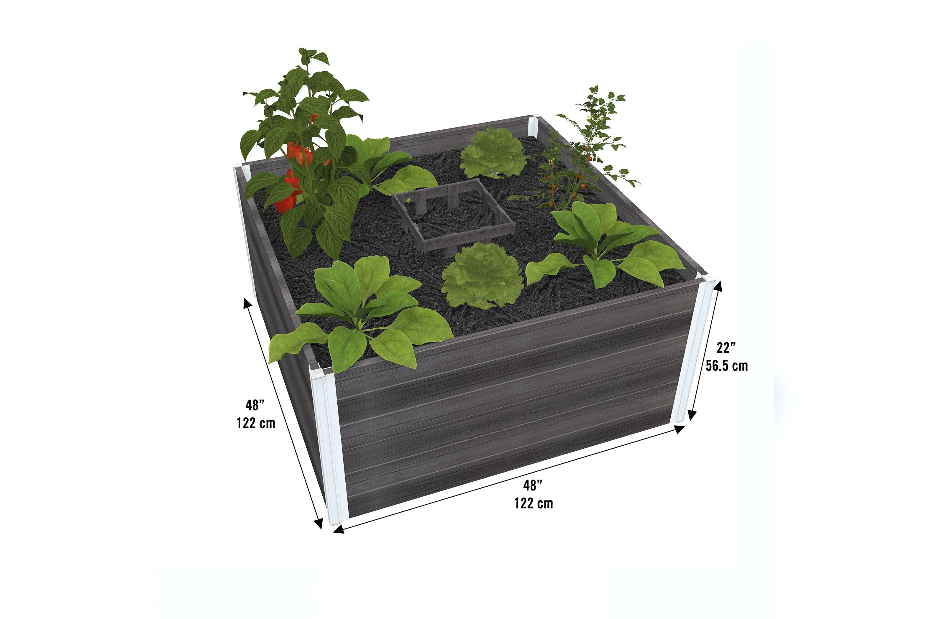 Vita Urbana 4'L x 4'W x 22"H Vinyl Keyhole Composting Garden, Espresso Brown, VT17501