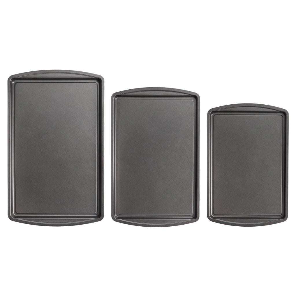 Mainstays 3PC Nonstick Cookie Set, 11.2" x 17.2", 10.2" x 15.2", 9.2" x 13.2", Gray