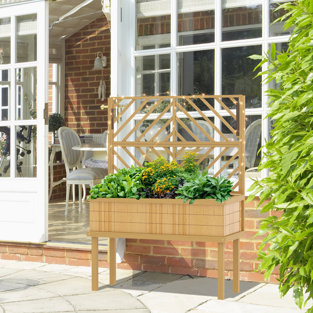 GHooa Raised Garden Bed with Trellis for Climbing Plants 41.25" W x 17.75" D x 55" H-Gray