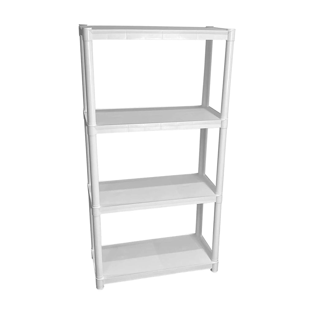 Juggernaut Storage 30"W x 14"D x 57.5"H 4-Shelf Plastic Garage Shelves, White