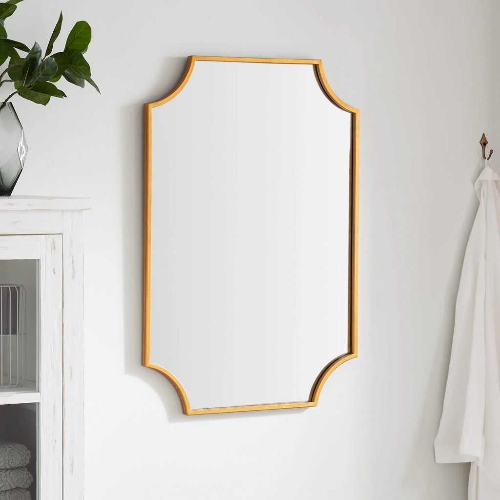 34" x 24.25" x 1" Wall Bathroom Vanity Mirror -IRON, MIRROR & ACRYLIC BACK- Gold Leaf -GL