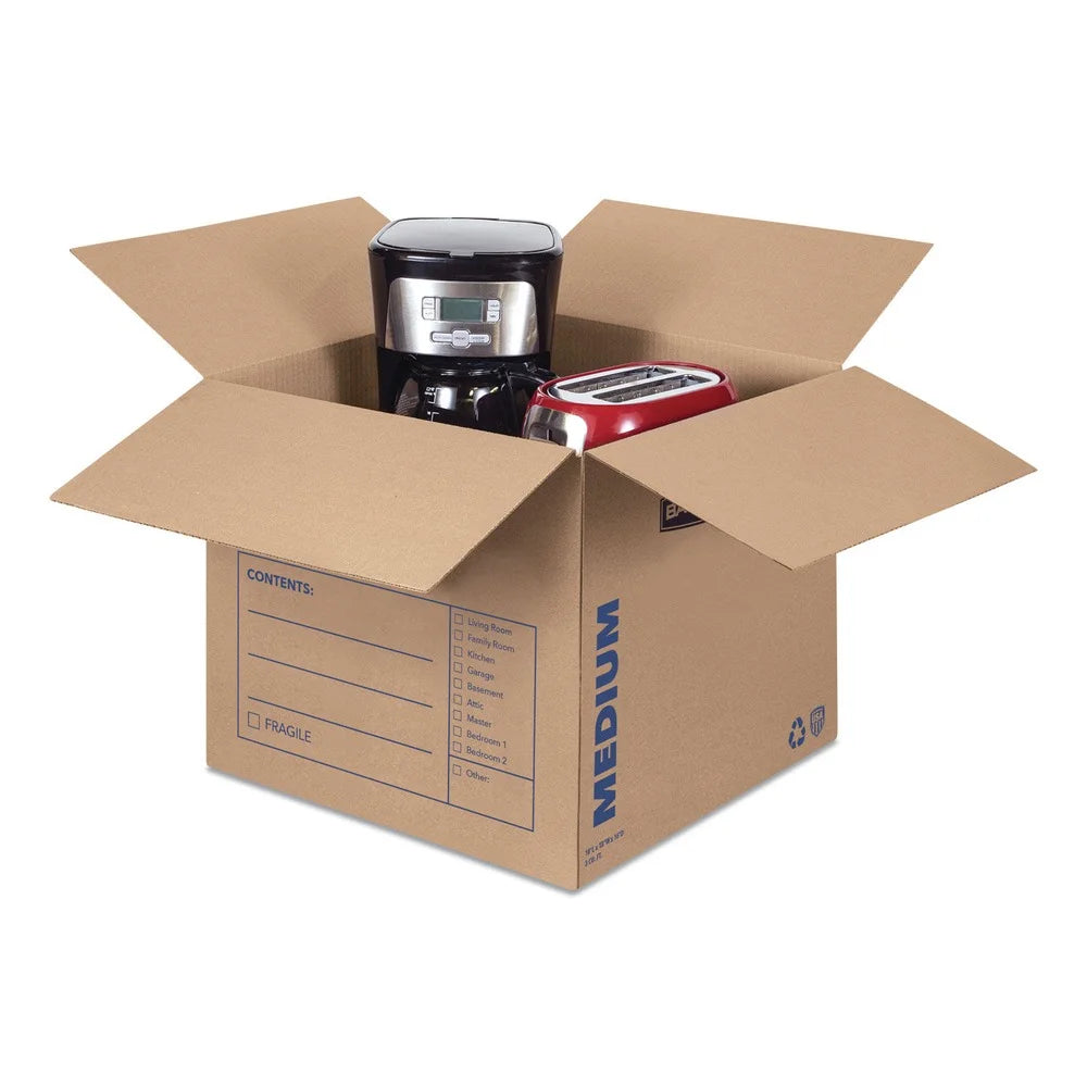 Bankers Box 7713901 SmoothMove Basic 18 in. x 18 in. x 16 in. Moving Boxes - Medium, Brown/Blue (20/Carton)