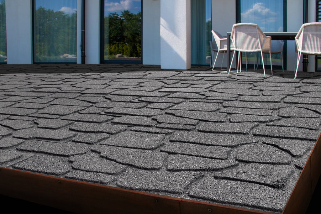 GroundSmart 24" x 12" x 5/8" Black Interlocking Dual-Sided Rubber Paver, 9 Pack