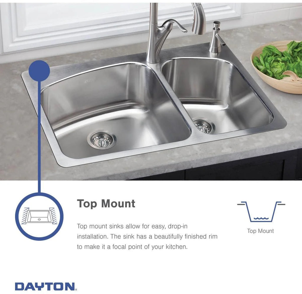 Elkay Dayton Stainless Steel 25" x 22" x 10-1/4", Single Bowl Drop-in Sink
