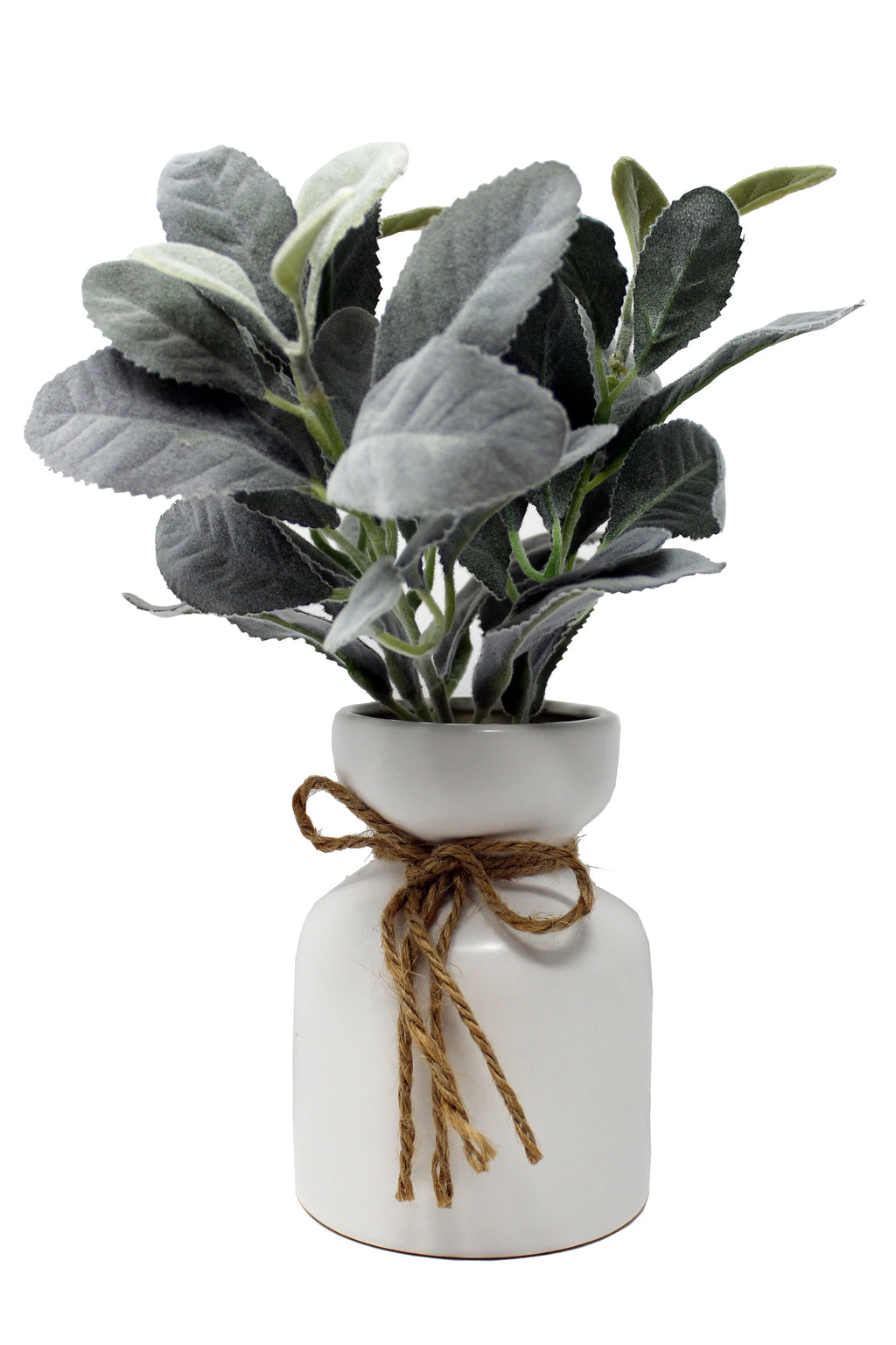 Mainstays Artificial Lamb's Ear in White Ceramic Pot (11.5"H x 7"W x 7"D)