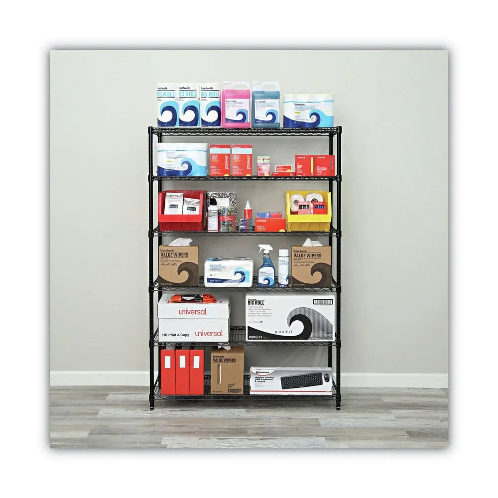 Alera Commercial Wire Shelving Six-Shelf 48w X 18d X 72h Black (ALESW664818BL)