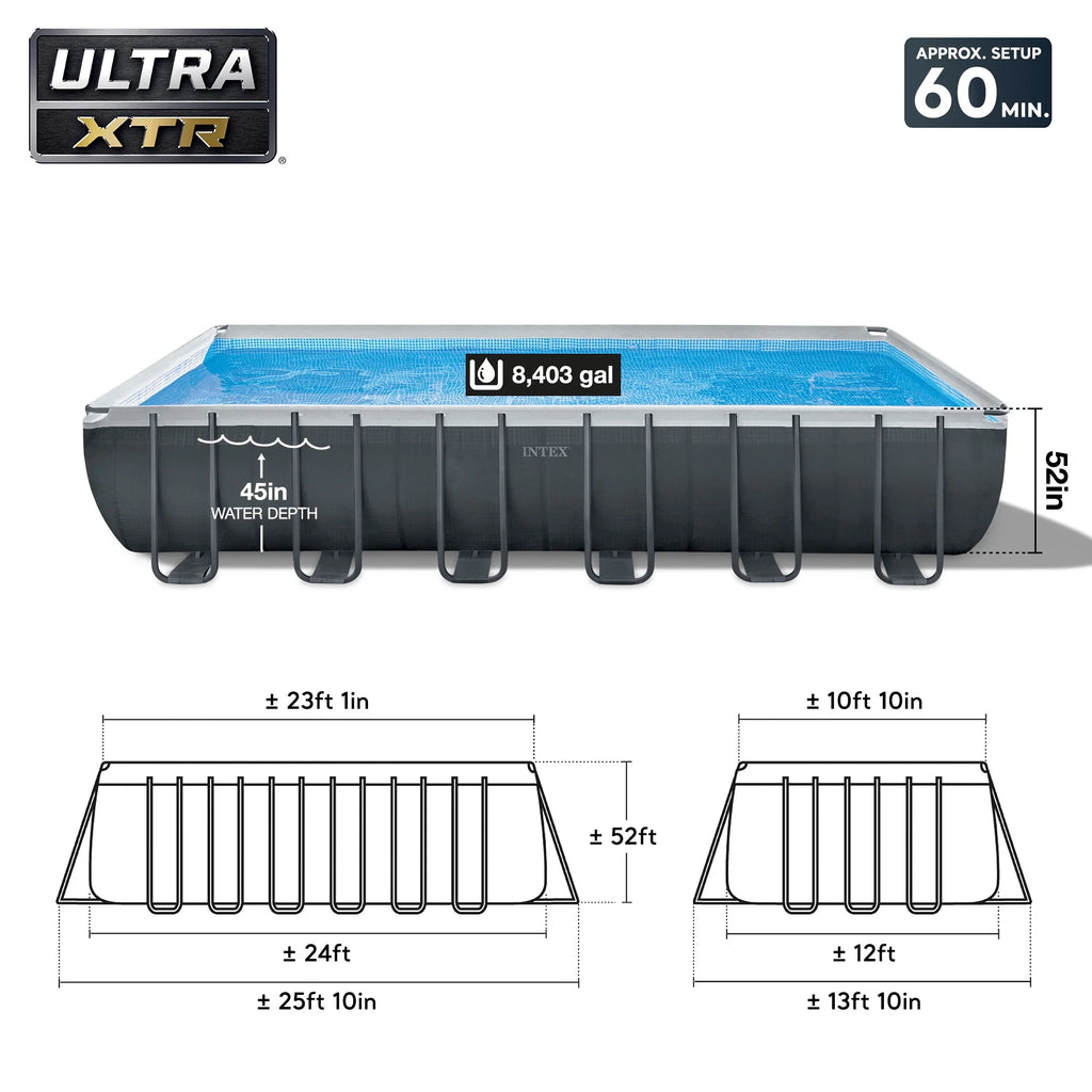 INTEX Ultra XTR 24' x 12' x 52" Above Ground Swimming Pool Set w/ Pump