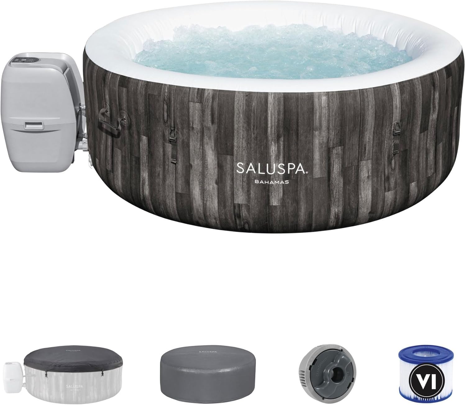 2-4 Person Inflatable Hot Tub Spa - Portable Outdoor Jacuzzi with 120 AirJets and EnergySense Cover