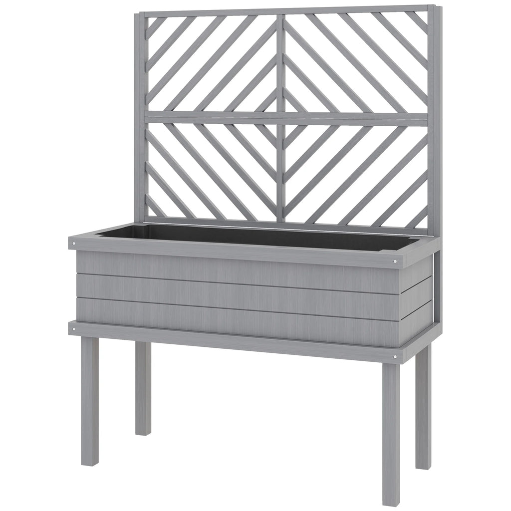 GHooa Raised Garden Bed with Trellis for Climbing Plants 41.25" W x 17.75" D x 55" H-Gray