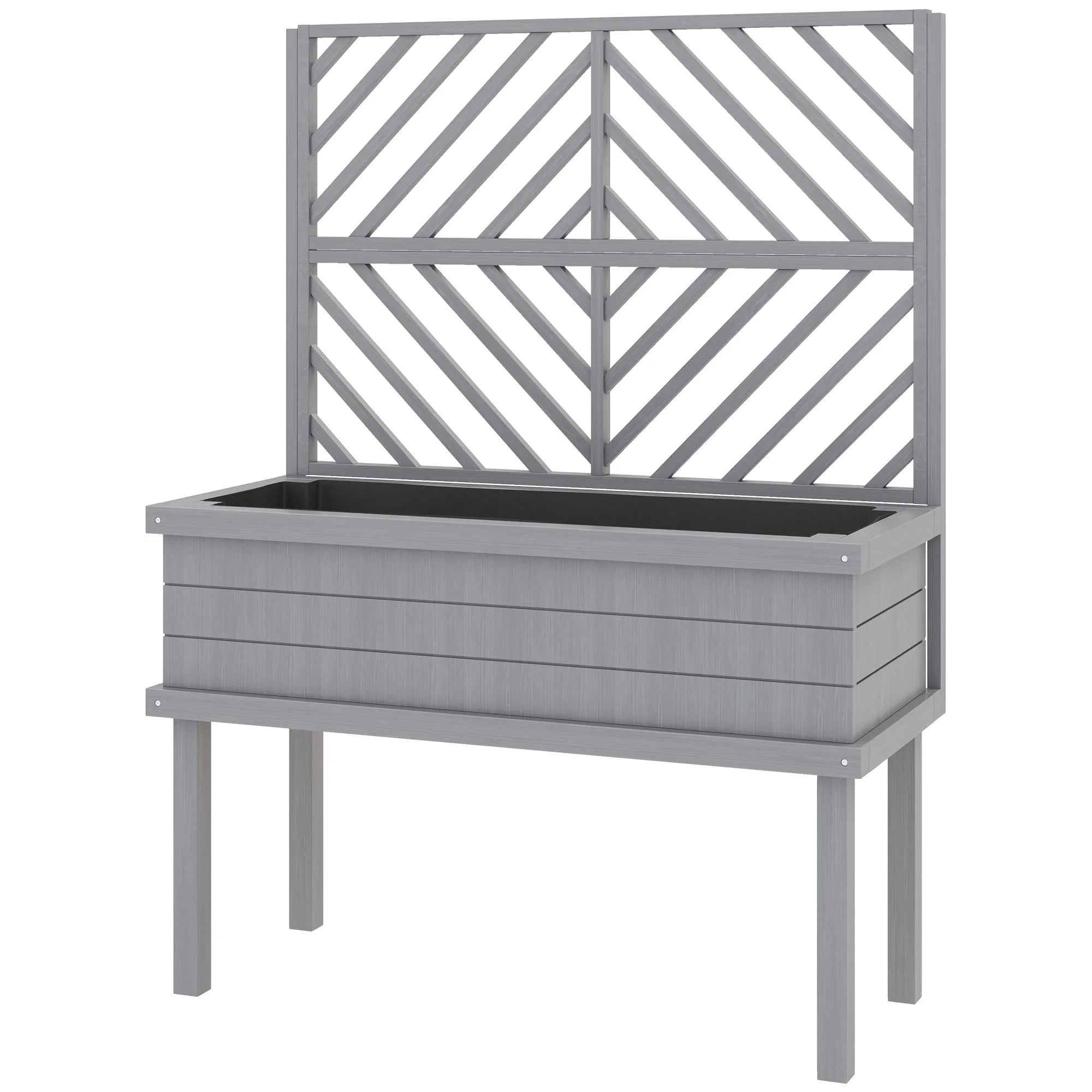 GHooa Raised Garden Bed with Trellis for Climbing Plants 41.25" W x 17.75" D x 55" H-Gray