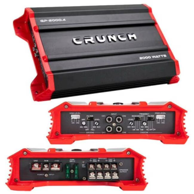 Crunch 4 x 250 at 4 Ohms 2 x 1000W at 4 Ohms Ground Pounder Amplifier
