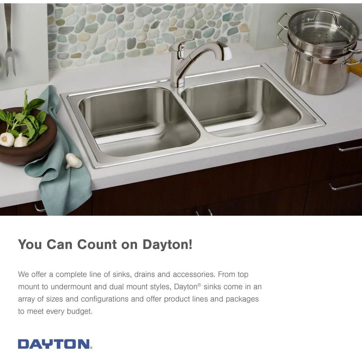 Elkay Dayton Stainless Steel 25" x 22" x 10-1/4", Single Bowl Drop-in Sink