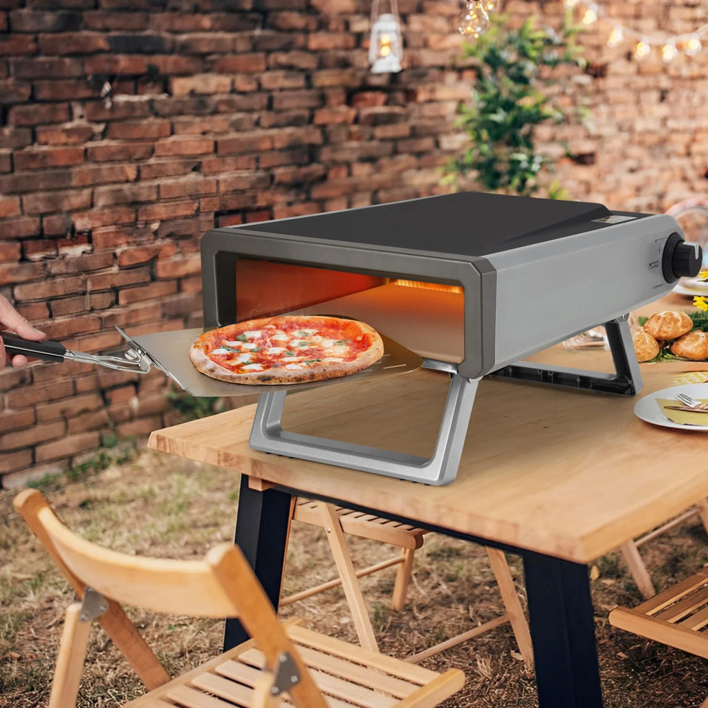 Wildbreak Ourdoor Gas Propane Pizza Oven, 22.8 x 16.5 x 7.1", With Accessories Kit, Silver & Black